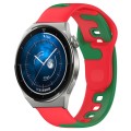 For Huawei Watch GT3 Pro 43mm 20mm Double Color Silicone Watch Band(Red+Green)