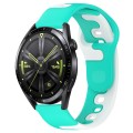 For Huawei Watch GT3 42mm 20mm Double Color Silicone Watch Band(Cyan+White)