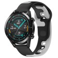 For Huawei Watch GT2 42mm 20mm Double Color Silicone Watch Band(Black+Grey)