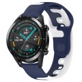 For Huawei Watch GT2 42mm 20mm Double Color Silicone Watch Band(Blue+White)