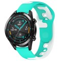 For Huawei Watch GT2 42mm 20mm Double Color Silicone Watch Band(Cyan+White)