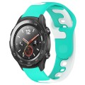 For Huawei Watch 2 20mm Double Color Silicone Watch Band(Cyan+White)
