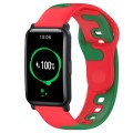 For Honor Watch ES 20mm Double Color Silicone Watch Band(Red+Green)