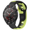 For Huawei Watch GT3 SE 22mm Double Color Silicone Watch Band(Black+Green)