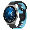 For Huawei Watch GT3 Pro 46mm 22mm Double Color Silicone Watch Band(Black+Blue)