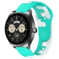 For Huawei Watch Buds 22mm Double Color Silicone Watch Band(Cyan+White)