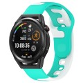 For Huawei Watch GT Runner 22mm Double Color Silicone Watch Band(Cyan+White)