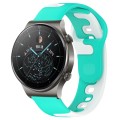 For Huawei GT2 Pro 22mm Double Color Silicone Watch Band(Cyan+White)