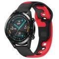 For Huawei GT2 46mm 22mm Double Color Silicone Watch Band(Black+Red)