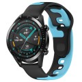 For Huawei GT2 46mm 22mm Double Color Silicone Watch Band(Black+Blue)