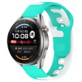 For Huawei Watch 3 Pro New 22mm Double Color Silicone Watch Band(Cyan+White)