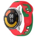 For Xiaomi MI Watch Color 2 22mm Double Color Silicone Watch Band(Red+Green)