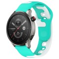 For Amazfit GTR 4 Pro 22mm Double Color Silicone Watch Band(Cyan+White)