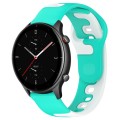 For Amazfit GTR 2e 22mm Double Color Silicone Watch Band(Cyan+White)
