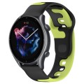 For Amazfit 3 22mm Double Color Silicone Watch Band(Black+Green)