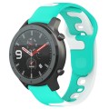 For Amazfit GTR 47mm 22mm Double Color Silicone Watch Band(Cyan+White)