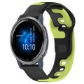 For Garmin Venu 2 22mm Double Color Silicone Watch Band(Black+Green)