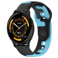 For Garmin Vivoactive 4 22mm Double Color Silicone Watch Band(Black+Blue)