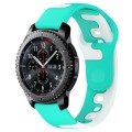 For Samsung Gear S3 Frontier 22mm Double Color Silicone Watch Band(Cyan+White)