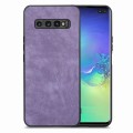 For Samsung Galaxy S10+ Vintage Leather PC Back Cover Phone Case(Purple)