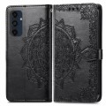 For Samsung Galaxy M55 Mandala Flower Embossed Leather Phone Case(Black)