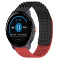 For Garmin Vivoactive3 Music 20mm Holes Breathable 3D Dots Silicone Watch Band(Black+Red)