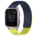 For Garmin Venu SQ 20mm Holes Breathable 3D Dots Silicone Watch Band(Midnight Blue+Lime Green)