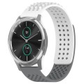For Garmin VivoMove Luxe 20mm Holes Breathable 3D Dots Silicone Watch Band(White+Grey)