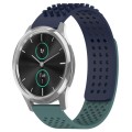 For Garmin VivoMove Luxe 20mm Holes Breathable 3D Dots Silicone Watch Band(Midnight Blue+Olive Green
