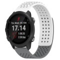 For Garmin Forerunner 245 Music 20mm Holes Breathable 3D Dots Silicone Watch Band(White+Grey)