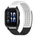 For Garmin Forerunner Sq2 20mm Holes Breathable 3D Dots Silicone Watch Band(White+Black)