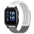 For Garmin Forerunner Sq2 20mm Holes Breathable 3D Dots Silicone Watch Band(White+Grey)