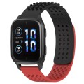For Garmin Forerunner Sq2 20mm Holes Breathable 3D Dots Silicone Watch Band(Black+Red)