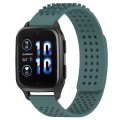 For Garmin Forerunner Sq2 Music 20mm Holes Breathable 3D Dots Silicone Watch Band(Olive Green)