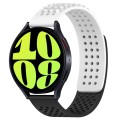 For Samsung Galaxy Watch 6 44mm 20mm Holes Breathable 3D Dots Silicone Watch Band(White+Black)