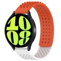 For Samsung Galaxy Watch 6 40mm 20mm Holes Breathable 3D Dots Silicone Watch Band(Orange+White)
