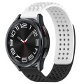 For Samsung Galaxy Watch 6 Classic 47mm 20mm Holes Breathable 3D Dots Silicone Watch Band(White+Blac