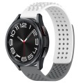 For Samsung Galaxy Watch 6 Classic 47mm 20mm Holes Breathable 3D Dots Silicone Watch Band(White+Grey