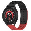 For Samsung Galaxy Watch 5 Pro  45mm 20mm Holes Breathable 3D Dots Silicone Watch Band(Black+Red)