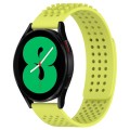 For Samsung Galaxy Watch 4 44mm 20mm Holes Breathable 3D Dots Silicone Watch Band(Lime Green)