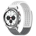 For Samsung  Galaxy Watch 4 Classic 42mm 20mm Holes Breathable 3D Dots Silicone Watch Band(White+Gre