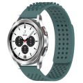 For Samsung  Galaxy Watch 4 Classic 42mm 20mm Holes Breathable 3D Dots Silicone Watch Band(Olive Gre
