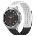 For Samsung  Galaxy Watch 4 Classic 46mm 20mm Holes Breathable 3D Dots Silicone Watch Band(White+Bla