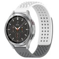 For Samsung  Galaxy Watch 4 Classic 46mm 20mm Holes Breathable 3D Dots Silicone Watch Band(White+Gre