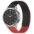 For Samsung  Galaxy Watch 4 Classic 46mm 20mm Holes Breathable 3D Dots Silicone Watch Band(Black+Red