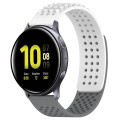 For Samsung Galaxy Watch Active 2 40mm 20mm Holes Breathable 3D Dots Silicone Watch Band(White+Grey)