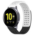 For Samsung Galaxy Watch Active 2 44mm 20mm Holes Breathable 3D Dots Silicone Watch Band(White+Black