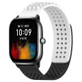 For Amazfit GTS 4 Mini 20mm Holes Breathable 3D Dots Silicone Watch Band(White+Black)