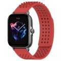 For Amazfit GTS 3 20mm Holes Breathable 3D Dots Silicone Watch Band(Red)