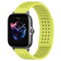 For Amazfit GTS 3 20mm Holes Breathable 3D Dots Silicone Watch Band(Lime Green)